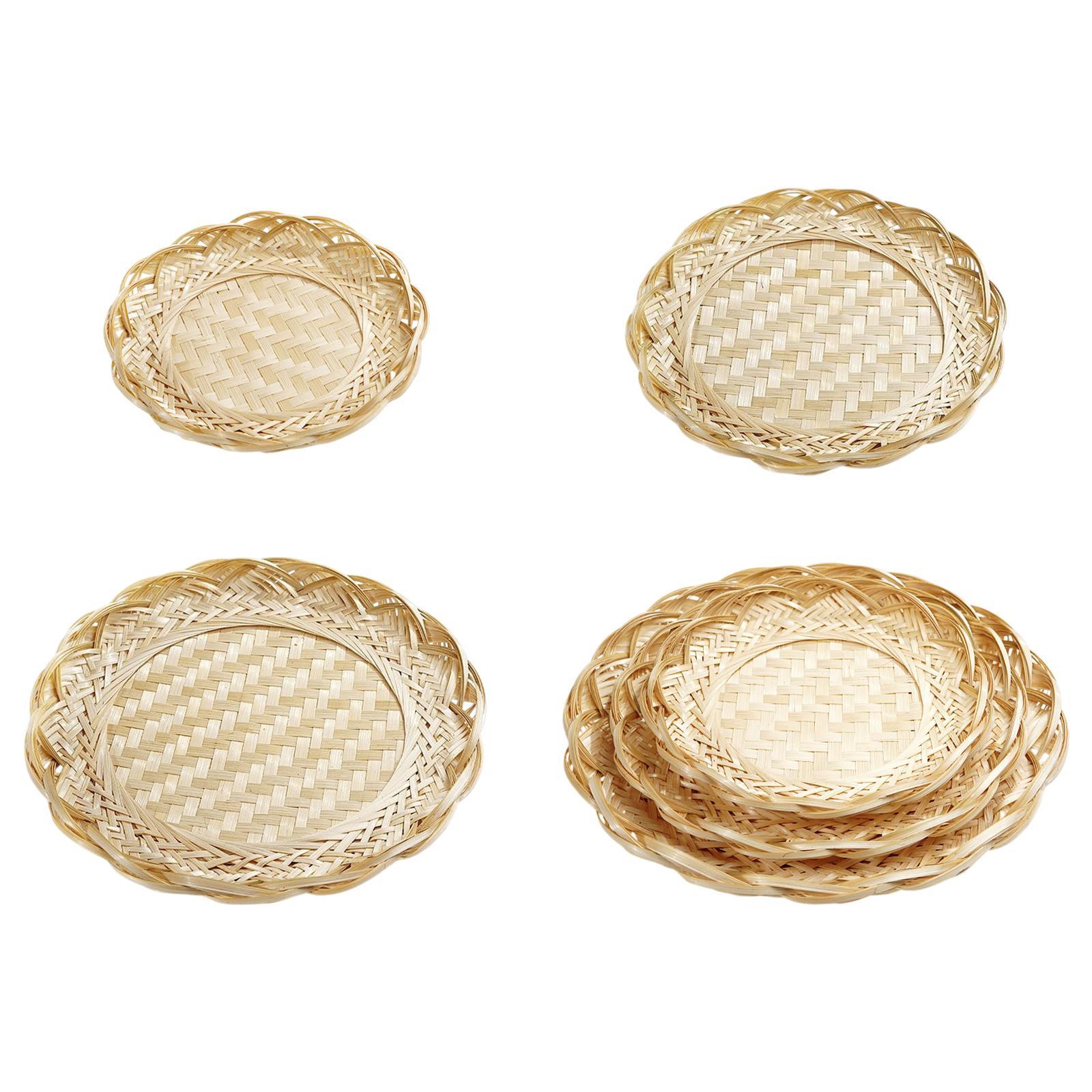 Food Platter Snacks - Bamboe mandje dienblad voedsel opbergplateau handgeweven