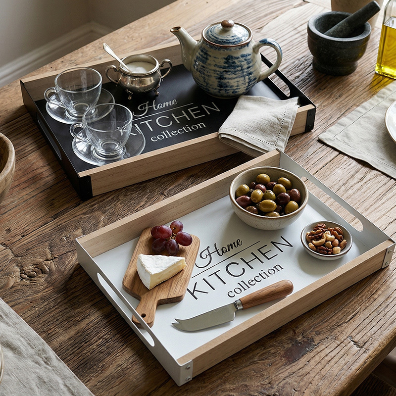 Food Platter Snacks - Noordse ontbijtschaal van metaal met handgrepen,