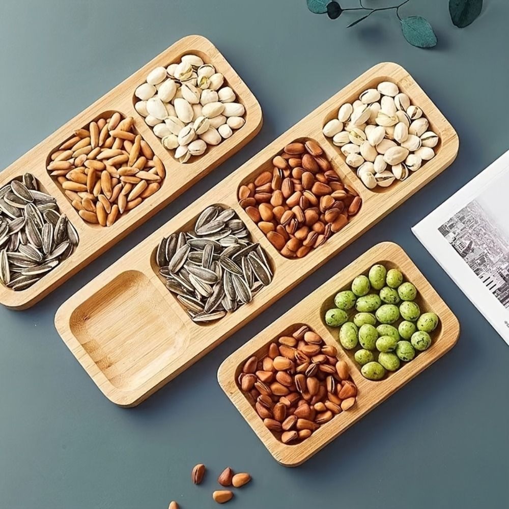 Food Platter Snacks - Natuurlijke bamboe dienblad met compartimenten voor