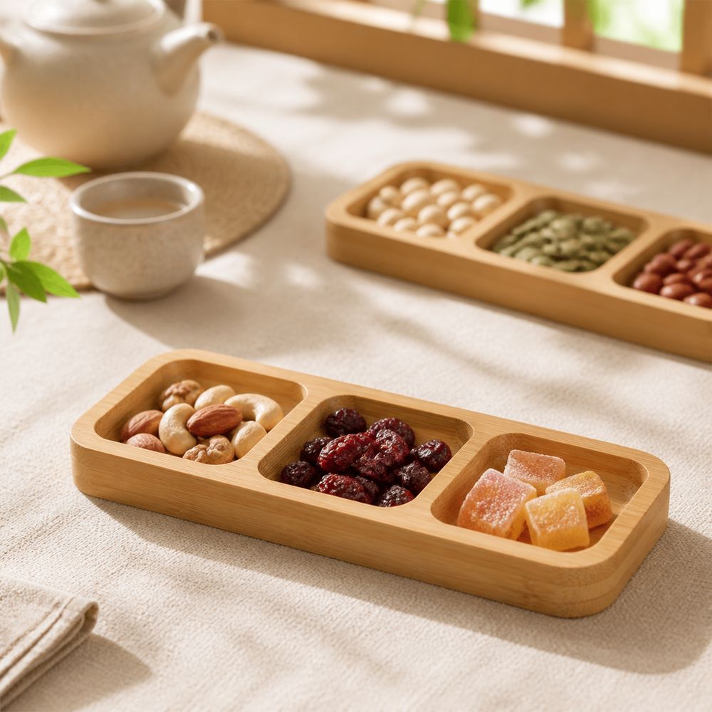 Natuurlijke bamboe dienblad me - Food Platter Snacks recensie en prijs