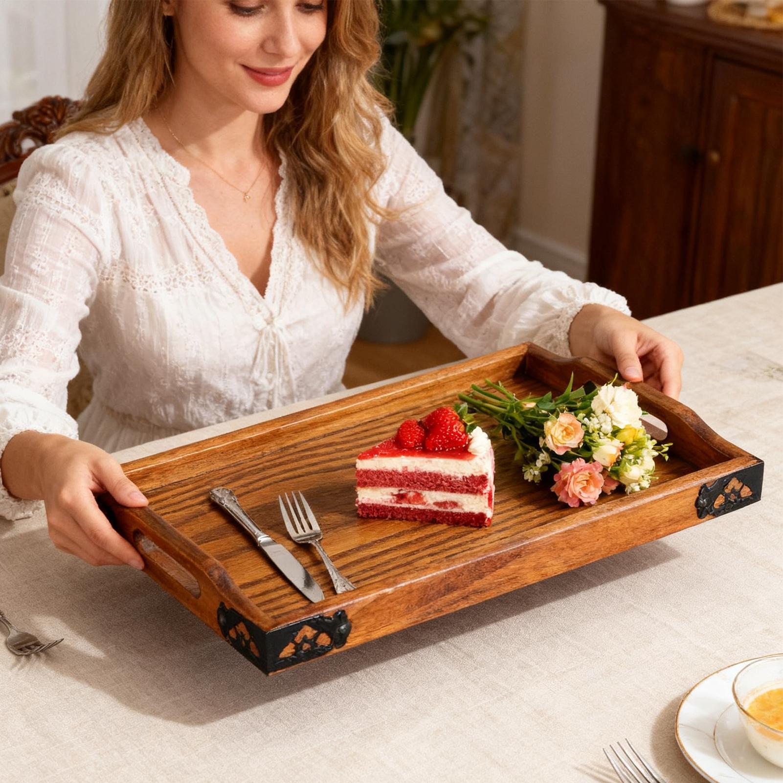 Houten dienblad met handgrepen - Food Platter Snacks recensie en prijs